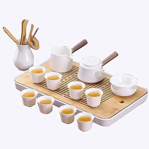 BBAUER teiera marocchina teiera giapponeseSuet Jade Servizio da tè Kung Fu in porcellana bianca con colino Servizio da tè in porcellana bianca