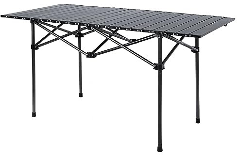 Outplea Campingtisch Klappbar mit Aluminium Tischplatte 4-6 Personen, 118×55×60cm Tragbar Klapptisch Camping bis 120kg mit Tragetasche für Picknick Grillen Garten Balkon