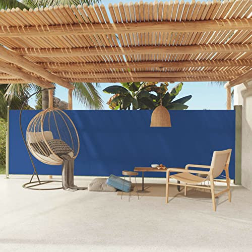LAPOOH Seitenmarkise Ausziehbar, Windschutz Terrasse, Balkon Windschutz, Balkon Sichtschutz, Sichtschutz Zaun, Sichtschutzzaun, Markise Balkon, Sichtschutzwand, 160x600 cm Blau