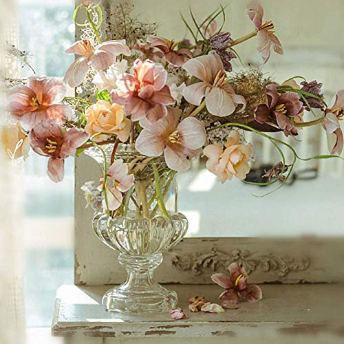 Vintage Art Deco Trophy Glass Vase Ornate Glass Flower Vase Garden,10.3inch