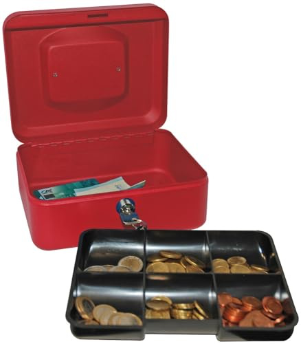 Reskal - Caisse à Monnaie En métal 20 x 16 x 9 cm rouge