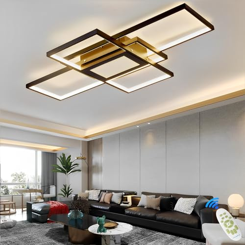 92W LED Modern Deckenleuchte Dimmbar Zentralbeleuchtung Schwarz 100cm
