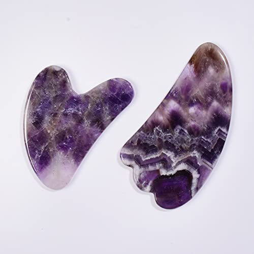 Raumdekoration Amethyst-, Naturstein-Gesichtsroller, Gua Sha-Werkzeugset, Kratzkristallmassage, 3-tlg (Color : One Size)