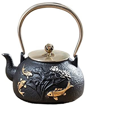 Generic Juego de Té de Hierro Fundido 1L Juego de Té Doméstico de Gran Capacidad con Mango para Calentar el Té