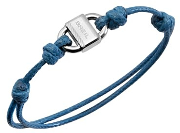 Breil, Collezione Block, Bracciale Uomo in Cotone, Arricchito da Elemento Centrale in Acciaio, Bracciale in Cordino di Cotone, Lunghezza Regolabile con Nodo Scorrevole