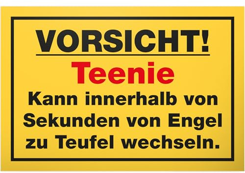 DankeDir! Engel Teufel - Kunststoff Schild 30 x 20 cm - Geschenkidee Teenager Spruch Zimmer Türschild Jungen & Mädchen Jugendzimmer - Dekoration Deko Geschenk Idee Jugendliche Tür Deko Geburtstag