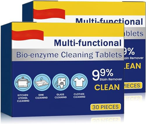 Multi-Functional Bio-Enzyme Cleaning Tablets, Bio-Enzyme Explosive Salt Active Enzyme Laundry Stain Remover Cleaning Agents,Household Cleaning Tablets,Kitchen All-Purpose Cleaning Powder (2Box)
