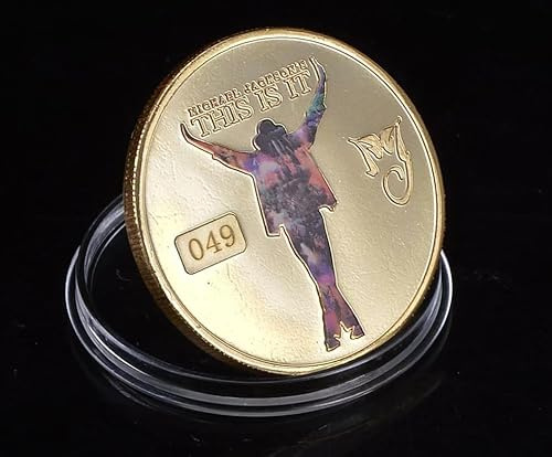 QYZXTH Michael Jackson El Rey del Pop Chapado en Oro Moneda Conmemorativa Aniversario Regalo Pop Monedas Coleccionables-Default