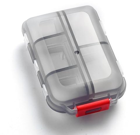 Wopanxye Weekly Travel Pill Organizer Box, 10 Compartments Small Fold Case | Medicine Holder, Daily AM PM Morning Night Pocket Travel Capsule Dispenser for Vitamin, Fish Oil, Supplement, Tablet, Grey