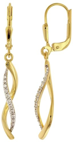 trendor Damen-Ohrringe Gold 333/8K Ohrhänger mit Synth. Zirkonias 68526 | zauberhafter Ohrschmuck für Frauen, elegante Geschenkidee,