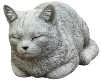 Statue de chat d'extérieur Sculpture de chat endormi Figurine de chat de jardin Ornement commémoratif de chat