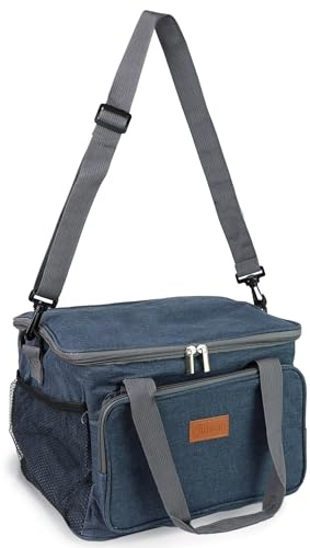 DIVCHI Lunch Bag Insulated Cooler Bag Adults Large Lunch Tote Handbag For Work, Office, Picnic, Travel | Lunchbox | Cooler Bag | Insulated Bags (Blue)