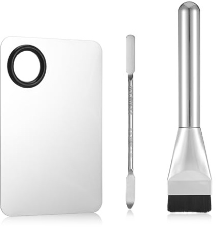 Ouligay Lot de 3 Palette De Maquillage Comprenant Plateau de Mélange de Maquillage Spatule Maquillage Pinceau Fond de Teint Palette de Maquillage Spatule Outils de Maquilleur