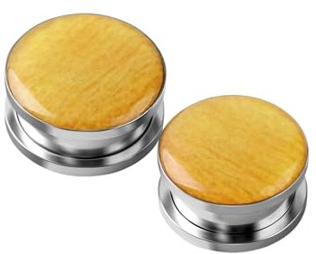Mesnt Dehnstäbe Tunnel Set Ohr Expander Plug5mm, 2PCS Edelstahl Epoxid Ohr Tunnel Piercing Set, Silber
