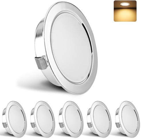 Faretti LED da Incasso 230V 3W 3000K IP44 LED Spots 55-58MM 6PCS Cromato | YindaLux 300LM Faretti Da Soffitto Ultra Piatto 15mm Luce Bianca Calda per Cartongesso Armadio a Specchio