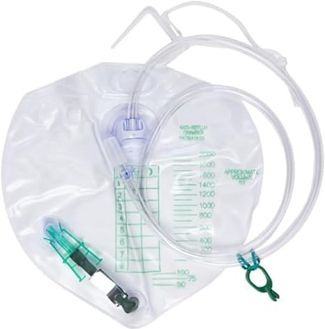 154002 Drainage Bag with Anti-Reflux Chamber, 2000mL (3-Pack)