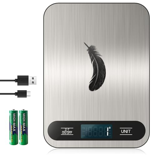 Bilancia Da Cucina Digitale, Bilancia Elettronica Da Cucina USB-C, Bilancia Alimentare Ad Alta Precisione 15 Kg 1g/0,1oz, Professionale Con Funzione Tara, Batterie Incluse