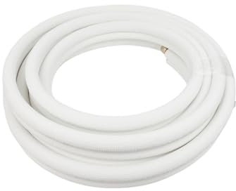 ICOOL 33 Ft. Mini Split Line, 1/4 & 1/2 O.D. Twin Copper Pipes, 3/8 Thickened PE Insulated Coil Copper Line for Air Conditioner HVAC Refrigeration and Heating Equipment, without Fittings
