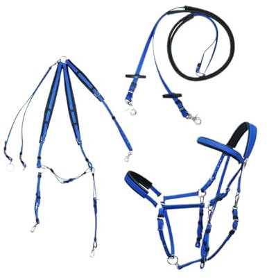 LYFDPN Redini per Cavalli Sella per Cavalli Briglia da Equitazione di Resistenza Set Completo per l'endurance e Il Trail Riding (TPU Blue)