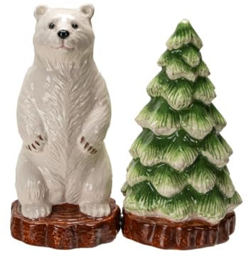 Pacific Giftware Frosty Friend Salière et poivrière Ours polaire avec arbre festif