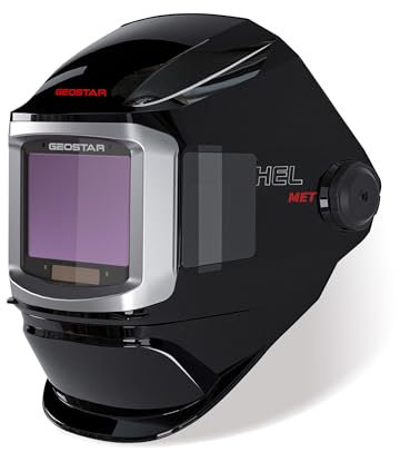 GEOSTAR Automatik Schweißhelm 180°Sichtfeld 10,8 x 7,8 cm, Echte Farbe Schweißmaske Solarbetriebene, 4 Lichtbogen-Sensor, 4/5-8/9-13 für Tig MIG ARC Schleifen Schweißen