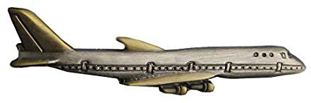 Flugzeug Krawattenklammer Krawattennadel kurz 5,8 antikfarben bicolor matt + geschwärzt Patinastil + Geschenkbox