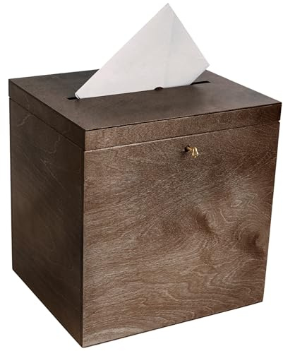 Creative Deco Braune Holzkiste mit Deckel Kartenbox Hochzeit | 29x25x30 cm