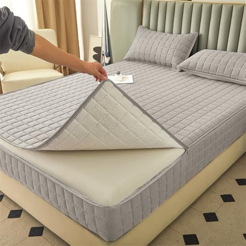 Coprimaterasso Matrimoniale con Cerniera 160x190 Fodera/Rivestimento per Materasso Topper Sfoderabile Proteggi A Sacco Materasso Singolo Trapuntato A Cinque Lati Lavabile Lenzuolo (200X200+13cm,C)