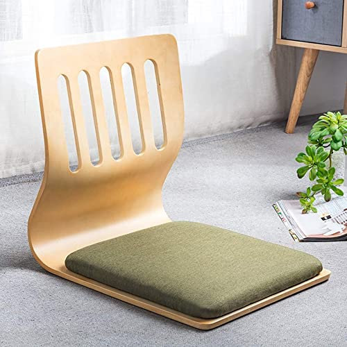 Japanischer Beinloser Bodenstuhl für Meditation und Lesen, Holz-Lounge-Stuhl für Erkerfenster, Fernsehen und Entspannen