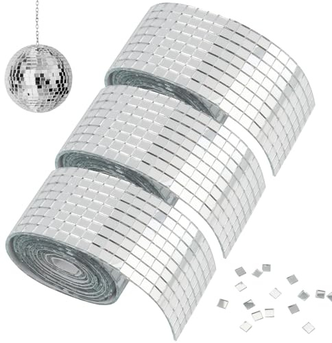 3 Rouleaux Miroirs Auto-Adhésifs Carreaux de Mosaïque 5x5mm Mosaique Miroir Autocollant, 4800 Pièces Carrelage Miroir Mosaïque Carré, Autocollant Mural Miroir en Verre pour Bricolage et Décoration