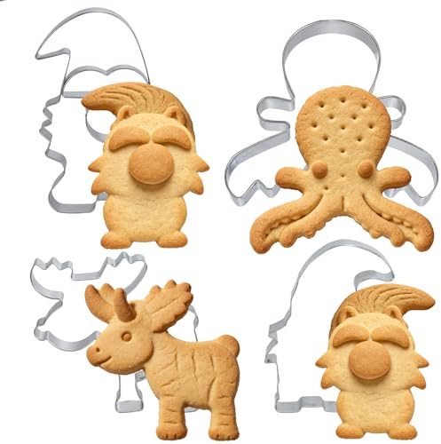 Set di formine per biscotti a forma di gnomo, in acciaio inox, con alce e Babbo Natale, con fiocchi di neve, regalo per biscotti, ecc