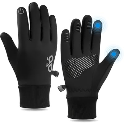Kinder Winter Fahrradhandschuhe Vollfinger Warme Touchscreen Laufhandschuhe Unisex Anti-Rutsch Isolierte Handschuhe Geeignet für Schulsport und Outdoor-Aktivitäten Winddicht und Wasserdicht (Schwarz