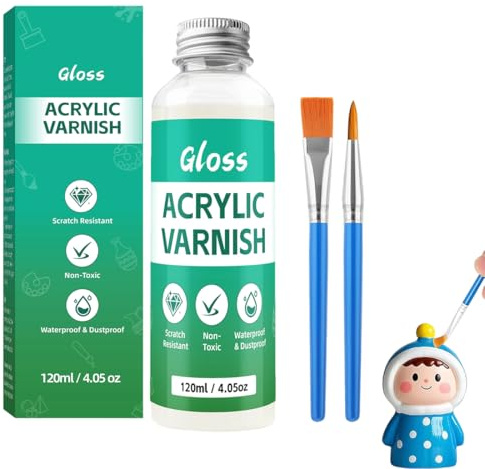 1 barniz transparente brillante, barniz con acabado brillante, barniz para velas, resistente al agua, de secado rápido, mejora la intensidad del color,120 ml