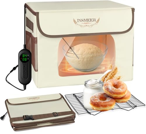 Electric Foldable Bread Proofing Box,3-Sided Heating Temperature Control | Precision sensor control 10-45℃,visible window, metal rack, adjustable timer,for sourdough yogurt bakingReinforced PP Frame