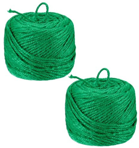 M METERXITY 2-Pack Natural Jute Twine String 3mm x 328ft/100m, Green | Garden Twine Balls for Crafts, Gift Wrapping, Gardening Plants, Durable Plant Ties Thick Rope