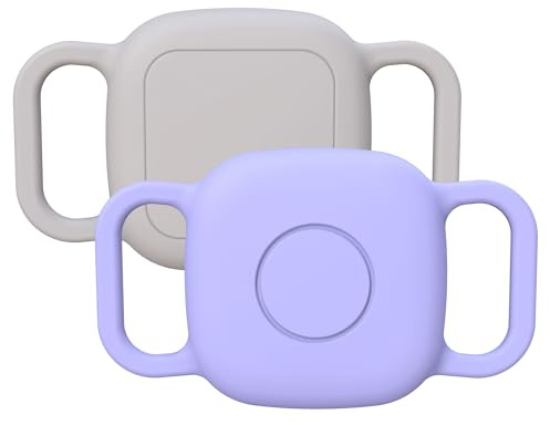 Waterproof Dog Collar Holder for Tile Life360 Mate 2024/2022 Tracker,2 Pack Anti Lost Soft Silicone Case for cat pet Necklace, Protective Cover Accessories for Tile Tracker Finder (Purple/Gray)