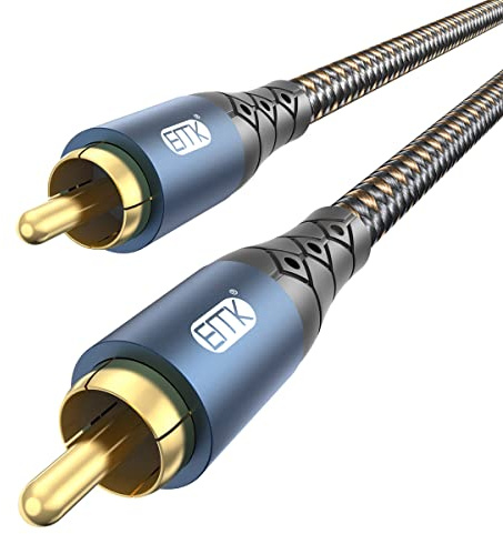 EMK RCA Kabel subwoofer kabel digital koaxial ljudkabel flätad aluminium legering skal Phono till RCA-kabel för TV, högtalare, ljudmottagare, soundbar (1 meter)