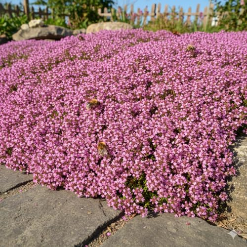 Polsterthymian Bodendecker Pflanze, Rosa Blüten, Winterhart, 3 Stück, Ideal für Steingarten und Beet