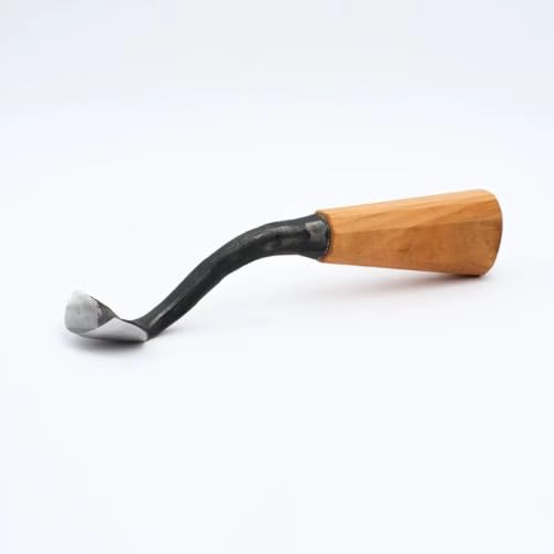 Gouge à Sculpter le Bois, Ciseau à Sculpter en Forme de Cuillère à Col de Cygne Courbé, Grattoir Semi-Circulaire Courbé, Manche en Bois de Cerisier
