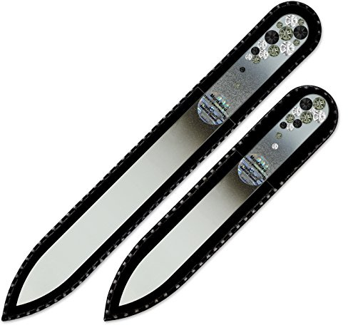 Frauen geschenk - Mont Bleu Set bestehend aus 2 Glasnagelfeilen von Hand dekoriert mit Swarovski Elements - glasfeile für nägel - Handgefertigt - glasnagelfeile - glasfeile für nägel
