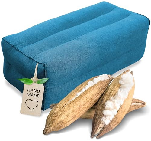 livasia Block Yogakissen eckig einfarbig modern - 17x34x12cm - Meditationskissen Kapok, Stützkissen Bolster rechteckig, Yoga Pilates Zubehör Nackenkissen, Thaikissen handgefertigt (Hellblau Uni)