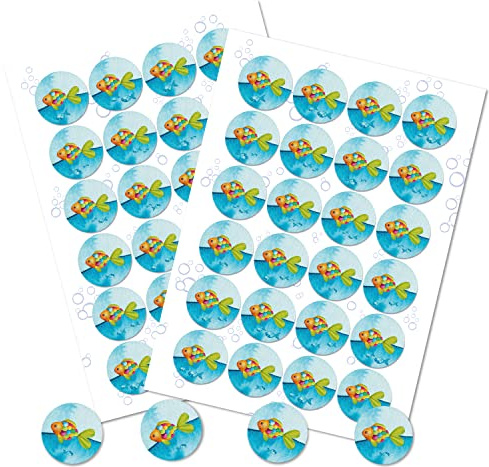 Logbuch-Verlag 48 FISCHE Aufkleber Regenbogen Fisch Kommunion Taufe Einladungskarte Dankeskarte Kinder Geburtstag selber machen 4 cm