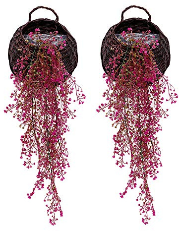 G-Tree Künstliche Pflanzen Weinrebe, 2 Stück Künstliche Ivy Blumen, künstliche Grünpflanzen, für Garten, Wanddekoration, rote Rose