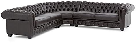 Woodkings® Chesterfield Ecksofa III Echtleder antik braun Couch Vintage Ledersofa Designsofa Federkern Unikat Herrenzimmer Büromöbel englisches Stilsofa Clubsofa Leder