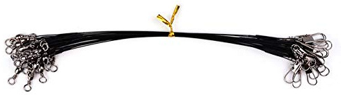 lasenersm 20 Pieces 8 Inch Fishing Wire Leaders Stainless Steel Wire Leaders High Strength Fishing Leaders with Swivels and Snaps, Black