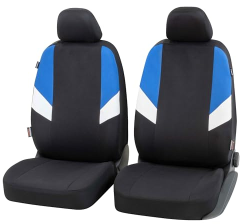 Walser Auto-Sitzbezug Cala 2 Vordersitzbezüge, Universal PKW-Sitzbezüge Polyester, Auto-Schonbezüge für Normalsitze, Autositzschoner schwarz-blau