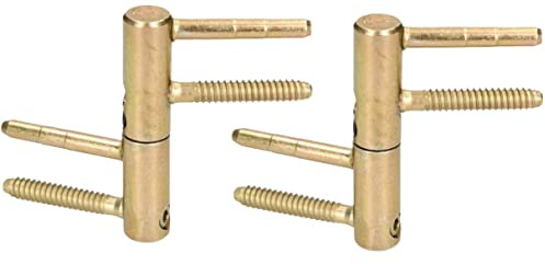 KOTARBAU® 2er Set Einbohrband 16 mm Messing Universal Türscharnier Haustürband Robust Zargenband Futtertüre Hohe Tragkraft Zylinderkopf Verstellbar