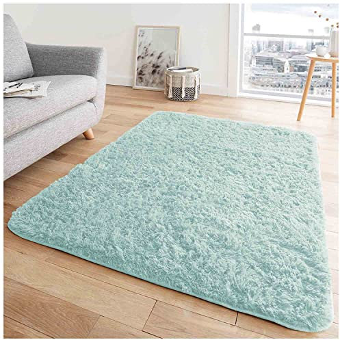 GC GAVENO CAVAILIA Luxury Hug & Snug Fluffy Area Rug, Warm Thermal Fluffy Extra Large Non Slip Rug For Bedroom, Rugs Living Room Large, 200X290 Cm, Duck Egg