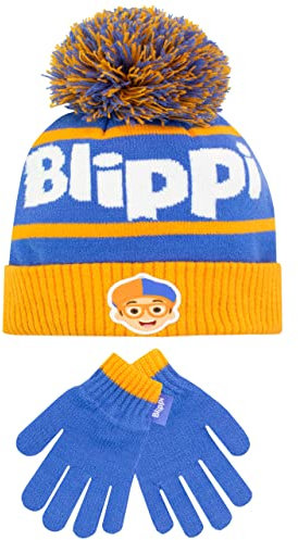 Blippi Kinder Wintermütze und Handschuhe Set Blau One Size
