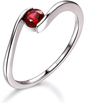 Epinki Ring Damen Vintage S925 Silber, Klassisch mit Simulierte Rot Rubin Verlobungsring Hochzeitsring Pärchen Ringe Echt Silber Schmuck Gr.47-65